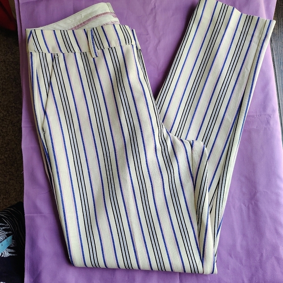 Scotch & Soda women's Lowry slim-leg mid-rise striped white dress pants sz 27. - Picture 13 of 17